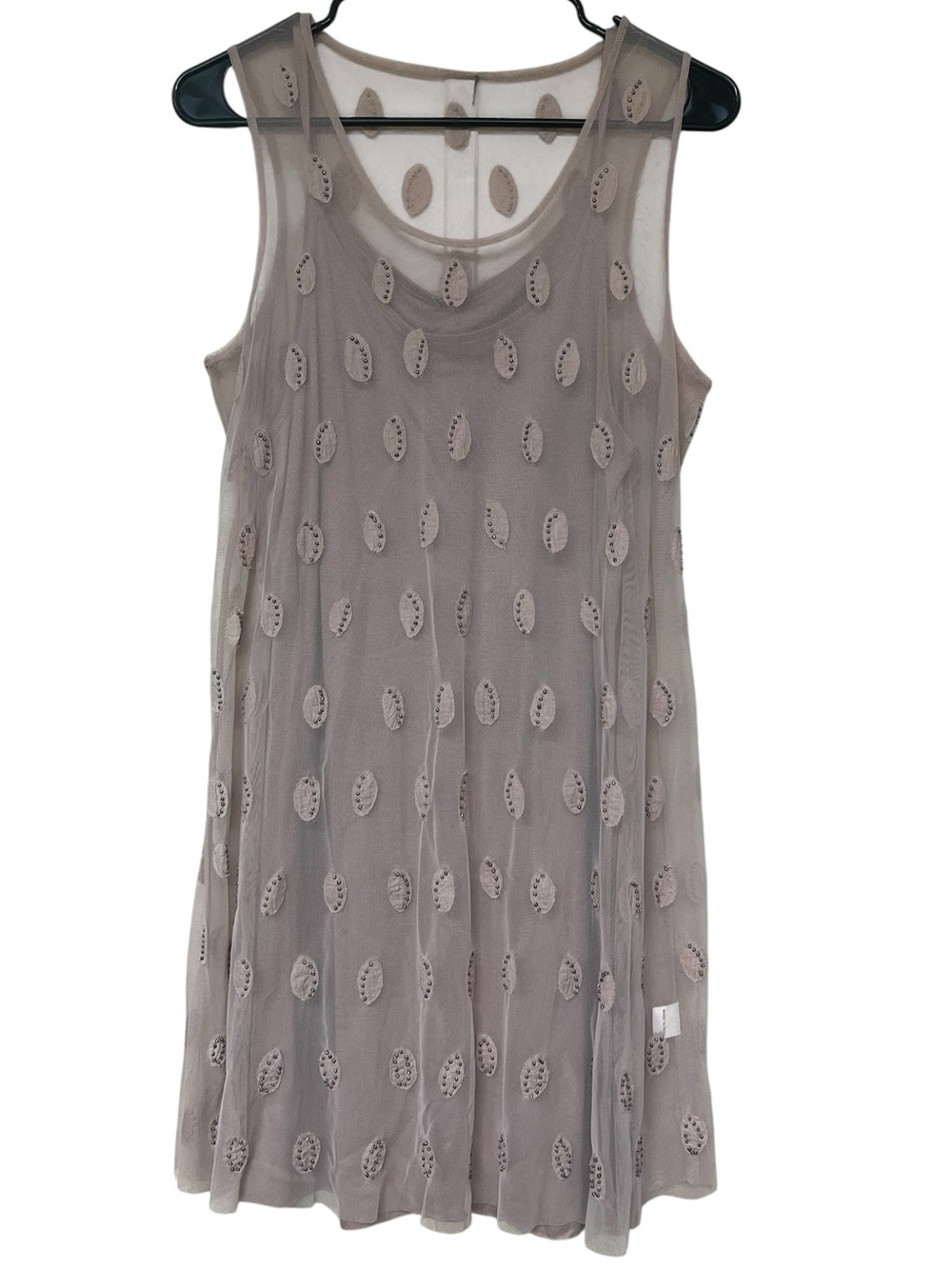 Chan Luu dusty rose sheer embroidered leaf appliqué beaded mini dress